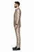 Champagne Suit Shiny Sharkskin Flashy Tan~champagne ~ Beige~Taupe 2 Button Style Jacket Flat Front Pants Notch Collar