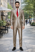 Champagne Suit Shiny Sharkskin Flashy Tan~champagne ~ Beige~Taupe 2 Button Style Jacket Flat Front Pants Notch Collar