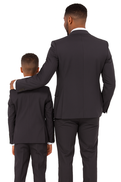 Father and Son Suits - Charcoal Boys Suit Perry Ellis Vested Boy's Wedding Suit in Charcoal Grey - Image 4