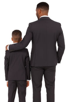 Father and Son Suits - Charcoal Boys Suit Perry Ellis Vested Boy's Wedding Suit in Charcoal Grey - Image 4