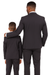 Father and Son Suits - Charcoal Boys Suit Perry Ellis Vested Boy's Wedding Suit in Charcoal Grey