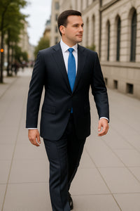 Men'S Charcoal Stripe ~ Pinstripe Modern Fit Suits 2 Button Without Pleat Flat Front Pants Business ~ Wedding 2 Piece Side Vented 2 Piece Suits For Men - 100% Percent Wool Fabric Suit - Worsted Wool Business Suit - Image 3