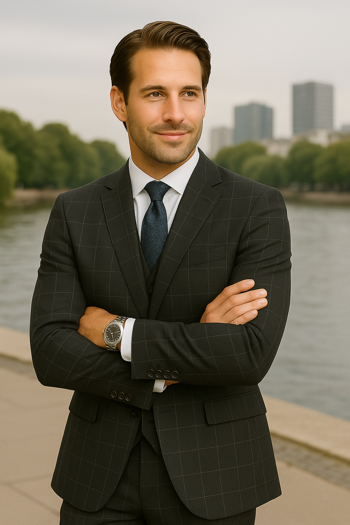 Wool Suit - Italian Made Business Suit by Statement Men's 3 Piece 100% Wool  Suit - Fashion Pattern Modern Fit