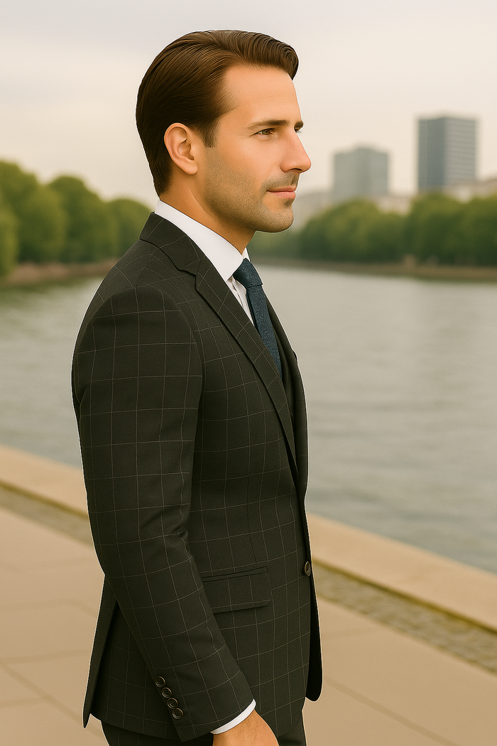 Wool Suit - Italian Made Business Suit by Statement Men's 3 Piece 100% Wool  Suit - Fashion Pattern Modern Fit