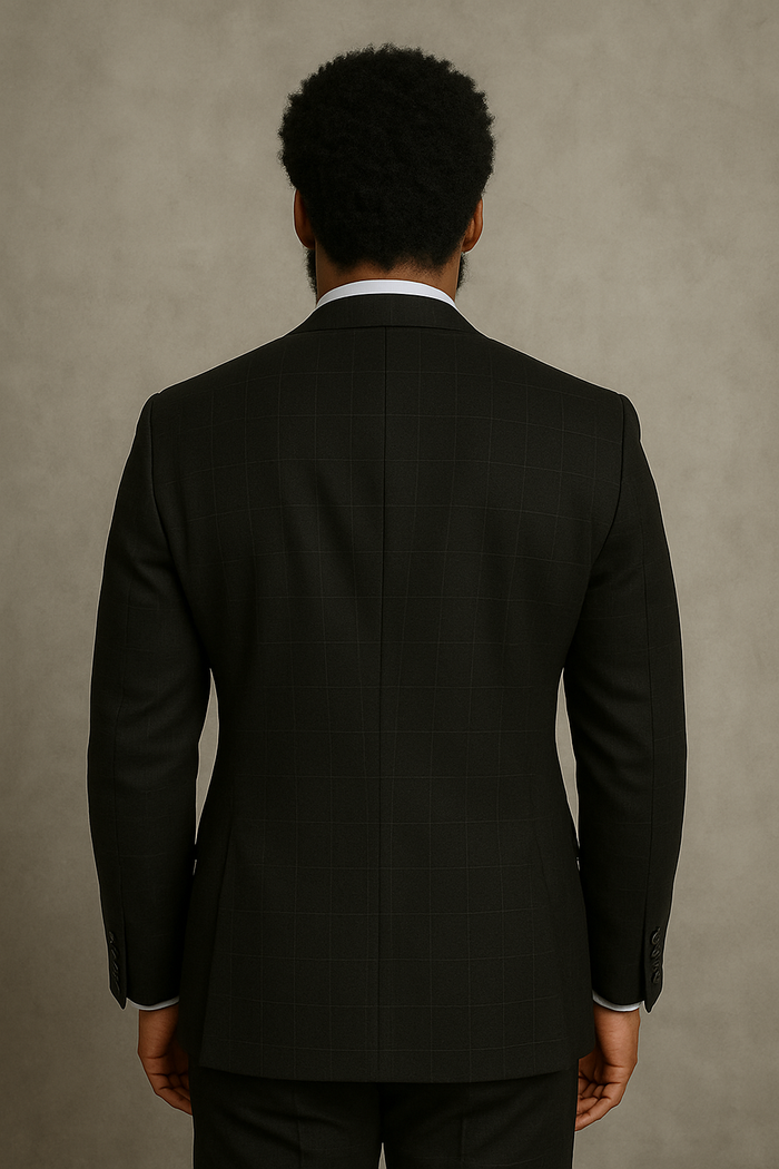 Wool Suit - Italian Made Business Suit by Statement Men's 3 Piece 100% Wool Modern Fit Suit - Sharp Plaid Pattern