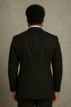 Wool Suit - Italian Made Business Suit by Statement Men's 3 Piece 100% Wool Modern Fit Suit - Sharp Plaid Pattern