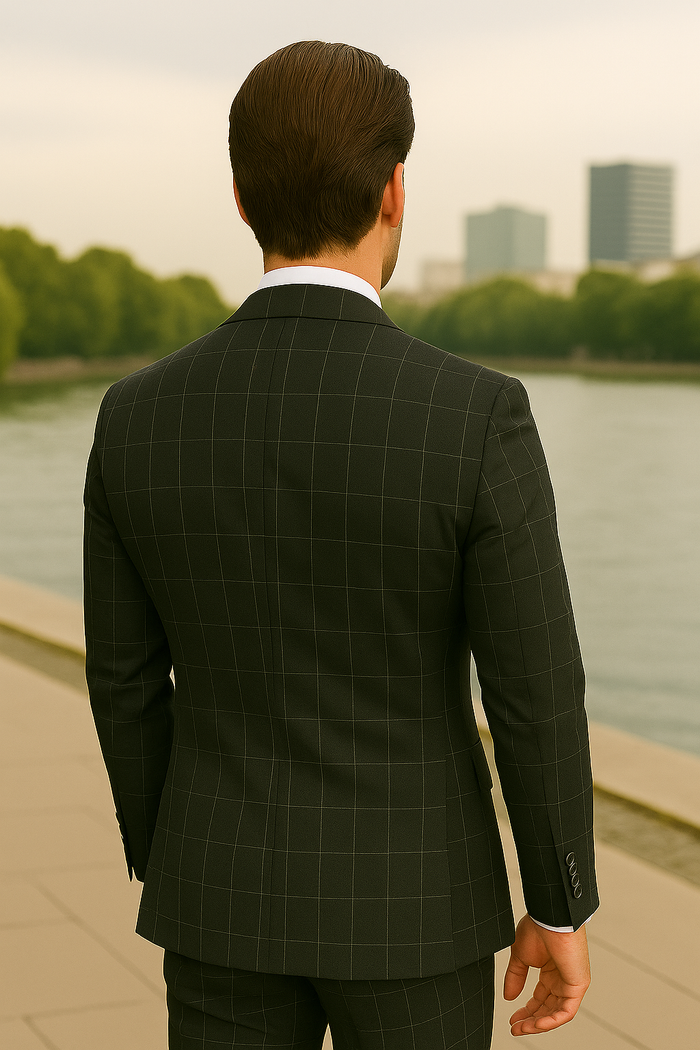 Wool Suit - Italian Made Business Suit by Statement Men's 3 Piece 100% Wool  Suit - Fashion Pattern Modern Fit