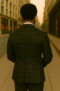 Wool Suit - Italian Made Business Suit by Statement Men's 2 Piece Big and Tall 100% Wool Fashion Suit - Bold Plaid