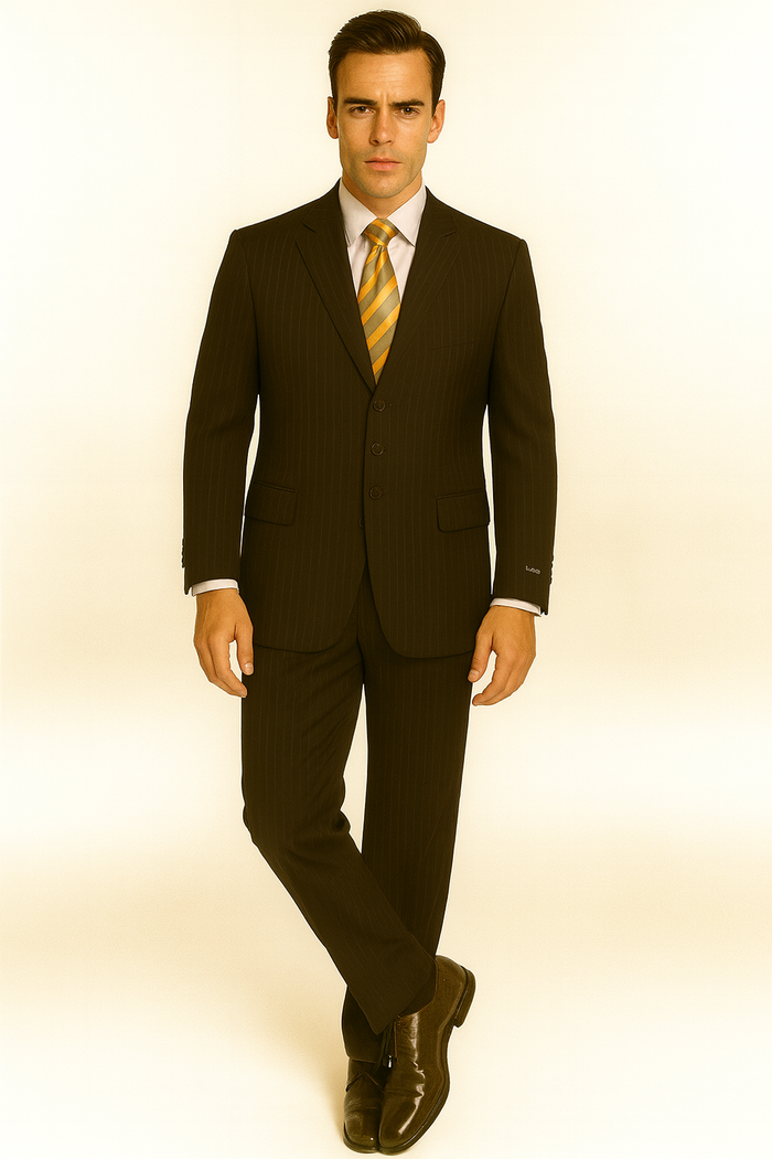 Black Almost Very Dark Gray Wiht Light Gray Pinstripe 100% Worsted Wool Available In 2 Or 3 Buttons Style Regular Classic Cut Cheap Priced Business Suits Clearance Sale - Image 16
