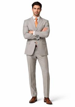 Cheap Priced Men's Dress Suit For Sale Tan - Beige Feel Rayon Viscose (SUPER 120) 2 Button Style