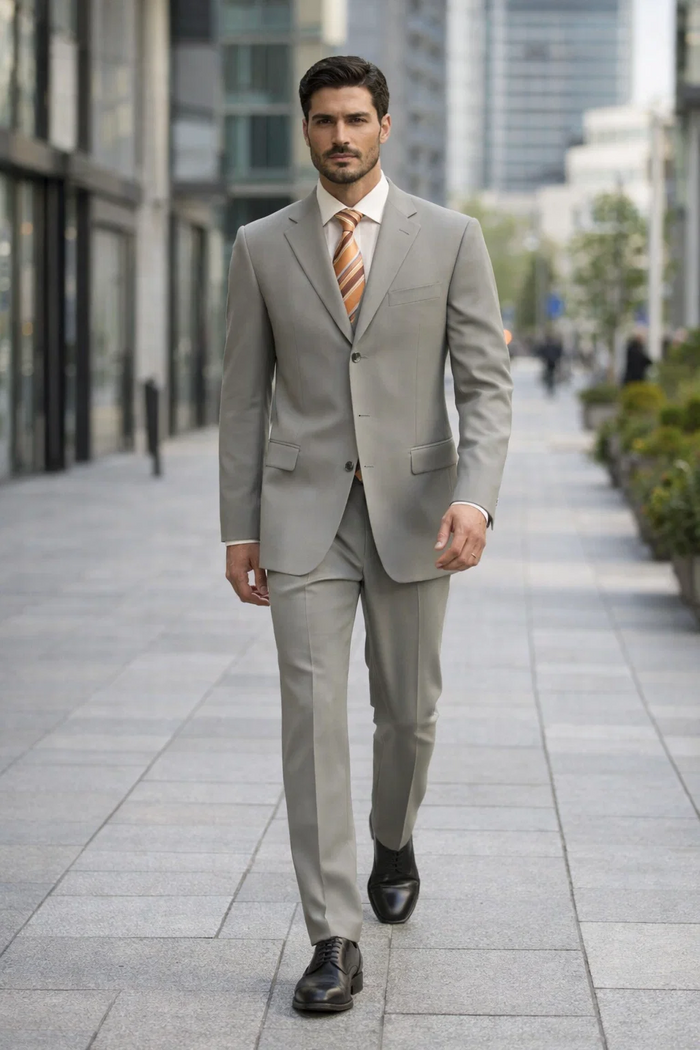 Men's Dress Suit For Sale Tan - Beige Feel Rayon Viscose (SUPER 120) 2 Button Style
