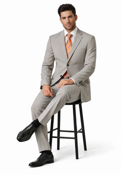 Cheap Priced Men's Dress Suit For Sale Tan - Beige Feel Rayon Viscose (SUPER 120) 2 Button Style