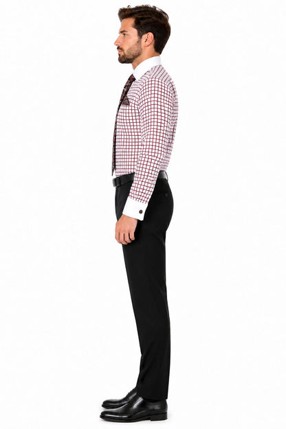 Mens Burgundy Shirt With Tie