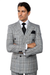 Suits With Baggy Pleated Pants - Wide Leg Pants 100% Wool - Classic Fit in Black and White Plaid Color by Rossiman