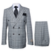 Suits With Baggy Pleated Pants - Wide Leg Pants 100% Wool - Classic Fit in Black and White Plaid Color by Rossiman