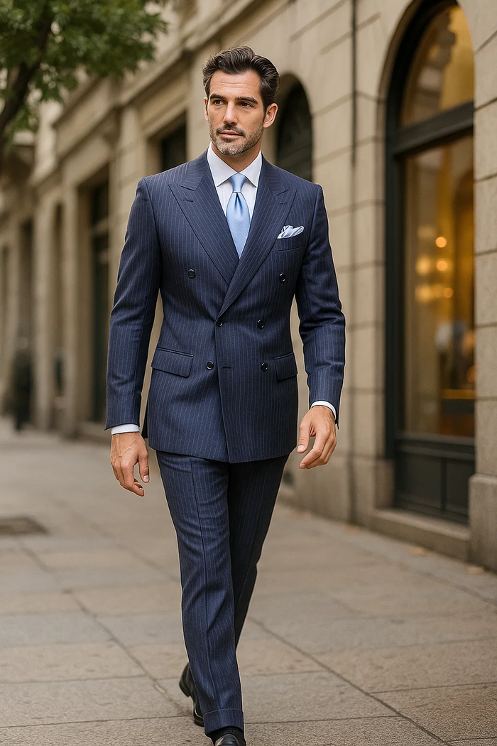 Navy with White Pinstripe