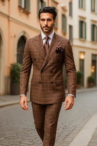 Classic Fit in Brown Plaid Color by Rossiman 