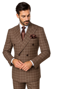 Classic Fit in Brown Plaid Color by Rossiman 