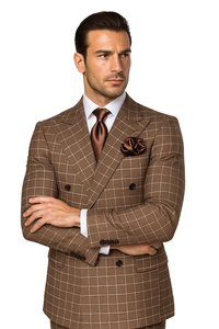 Classic Fit in Brown Plaid Color by Rossiman 