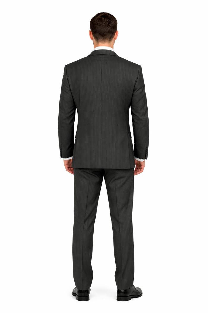Chocolate Brown Pinstripe Modern Fit Suits 2 Button No Vents 100% Fine Affordable Cheap Priced Men'S Dress Suit For Sale - Image 2