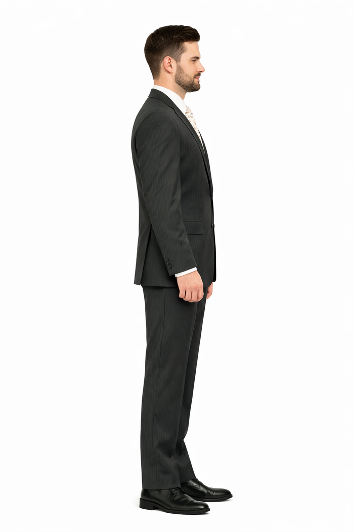 Chocolate Brown Pinstripe Modern Fit Suits 2 Button No Vents 100% Fine Affordable Cheap Priced Men'S Dress Suit For Sale - Image 7