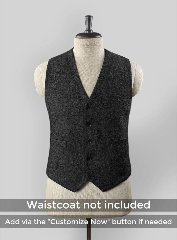 Men's Black Full-length Sleeves Buttoned Closure Peaky Blinders Suit - Peaky Blinders Outfit + Overcoat + Hat (Peaky Blinder Custome) - Image 8