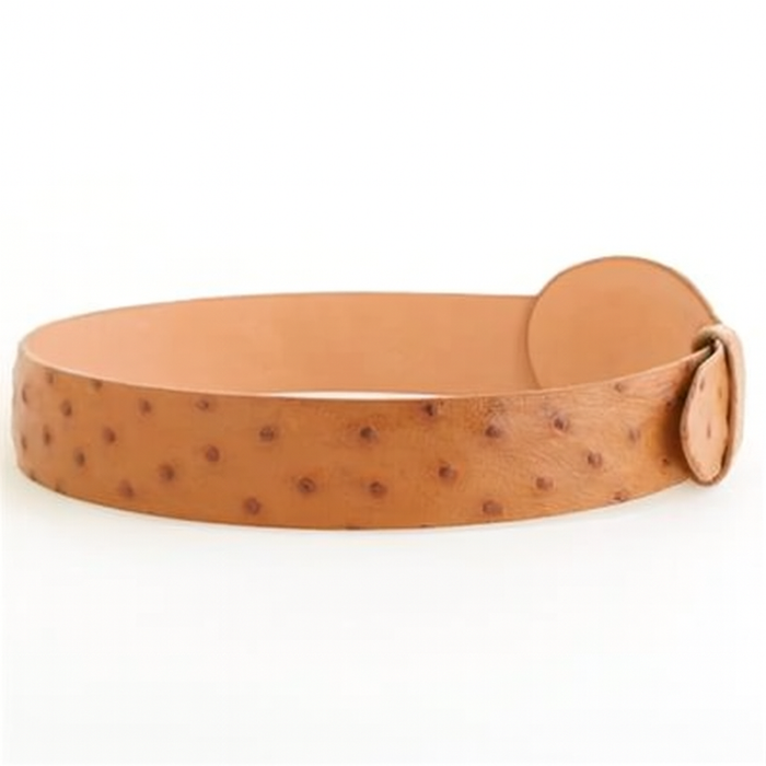 Cinto De Avestruz - Cinto Vaquero Cognac Ostrich Belt - Image 3