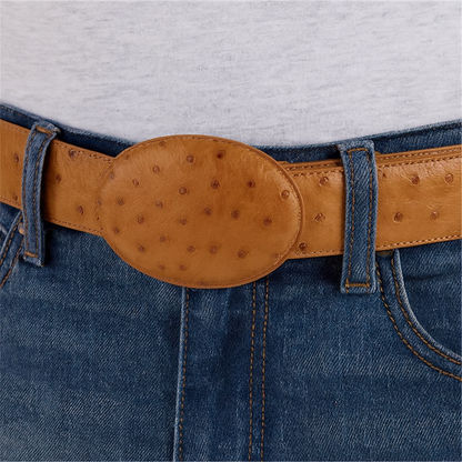 Cinto De Avestruz - Cinto Vaquero Cognac Ostrich Belt - Image 6