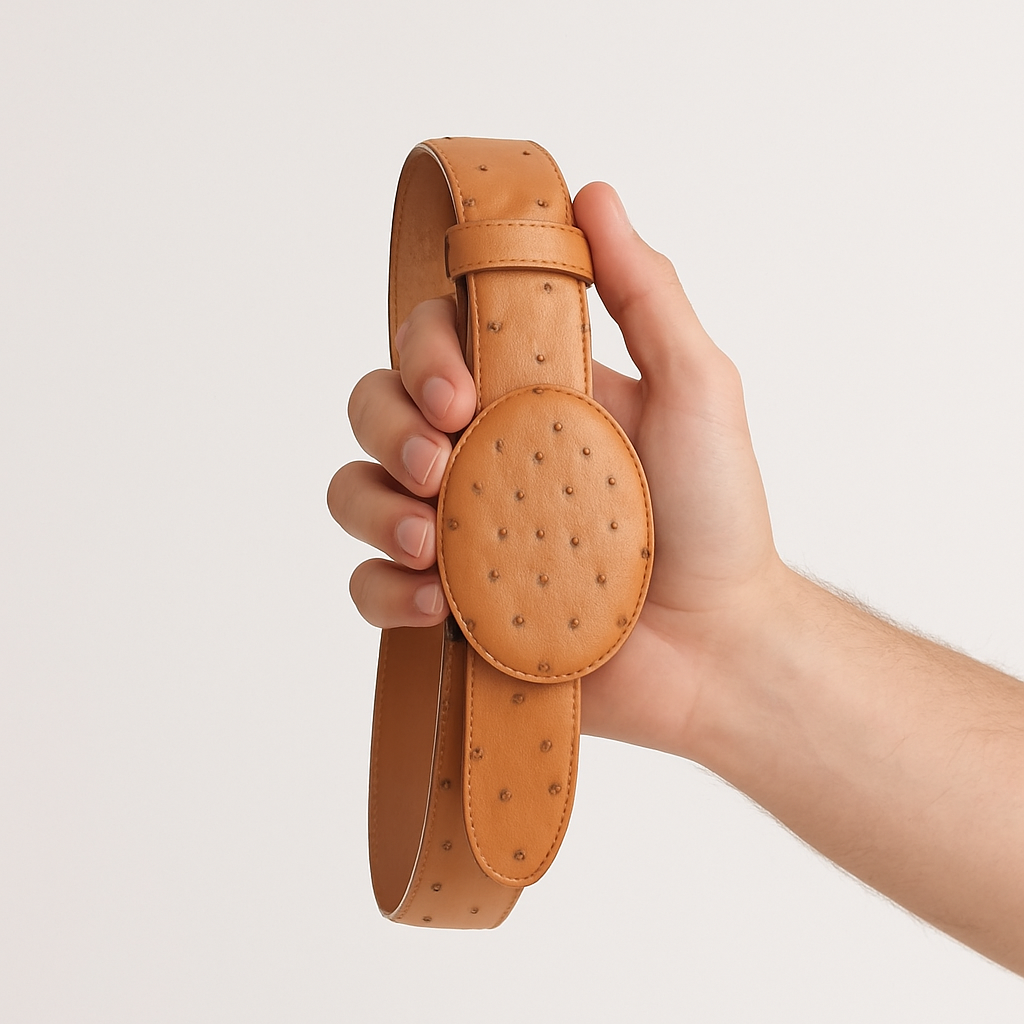 Cinto De Avestruz - Cinto Vaquero Cognac Ostrich Belt - Image 7