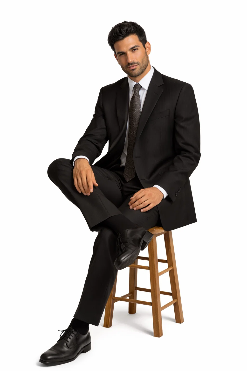 Classic 2PC 2 Button Pinstripe Color Brown Men's Suit - Image 4