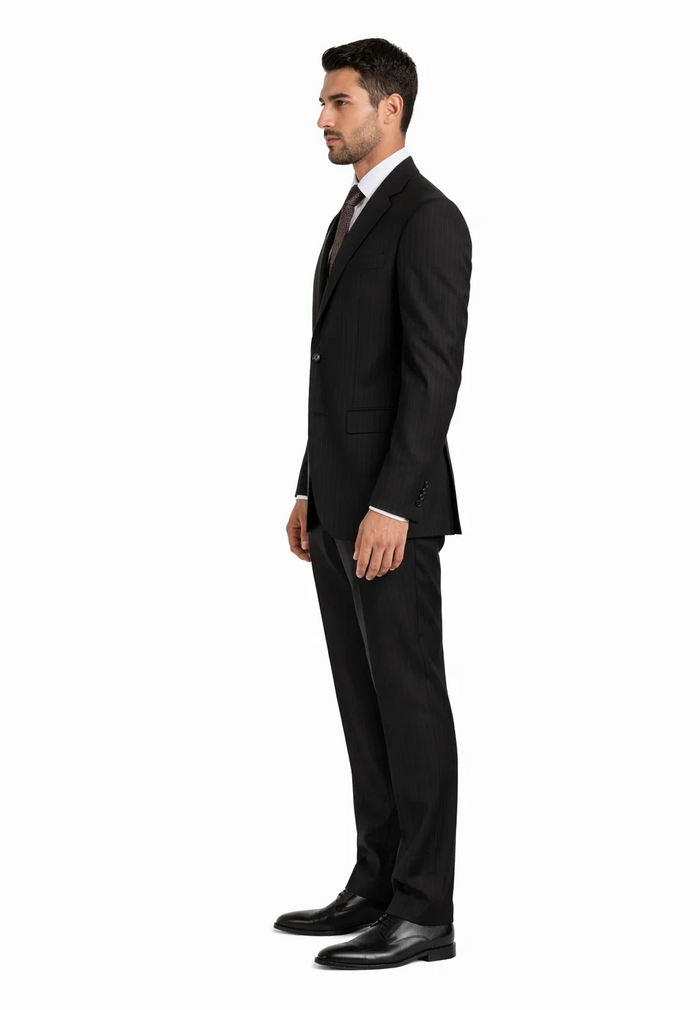 Classic 2PC 2 Button Pinstripe Color Brown Men's Suit - Image 3
