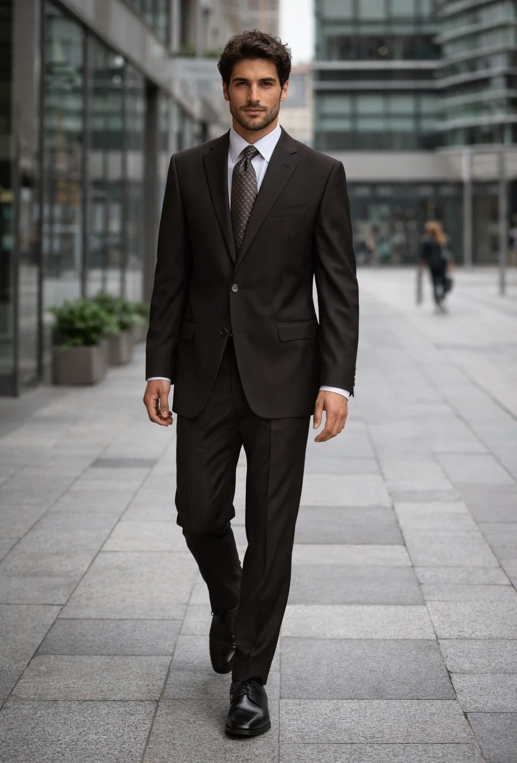 Classic 2PC 2 Button Pinstripe Color Brown Men's Suit - Image 6