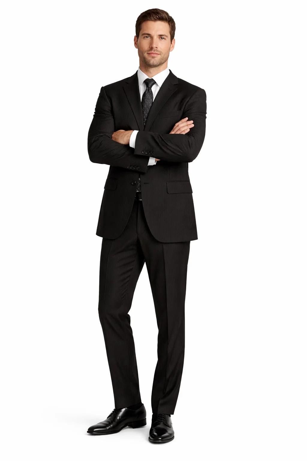Classic 2PC 2 Button Pinstripe Color Brown Men's Suit - Image 5