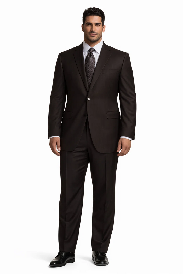 Classic 2PC 2 Button Pinstripe Color Brown Men's Suit - Image 8