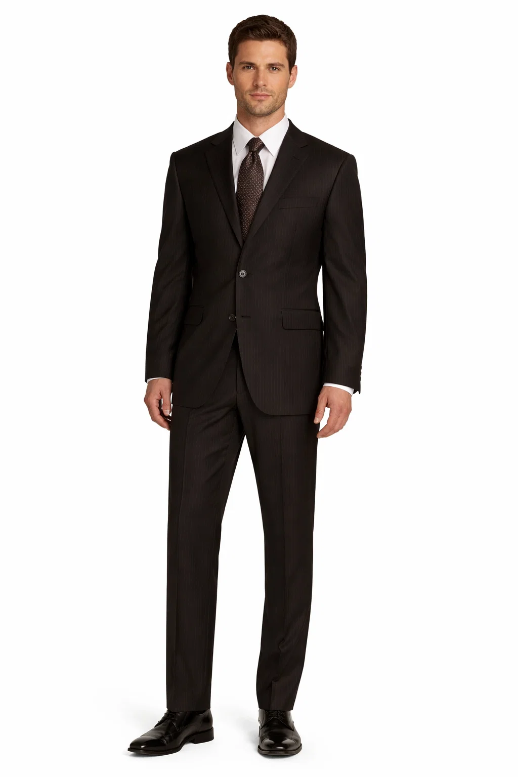 Classic 2PC 2 Button Pinstripe Color Brown Men's Suit