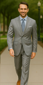 Classic 3PC 2 Button Suit Super 150's 1 Pleat Pants Italian Fabric Gray