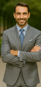 Classic 3PC 2 Button Suit Super 150's 1 Pleat Pants Italian Fabric Gray