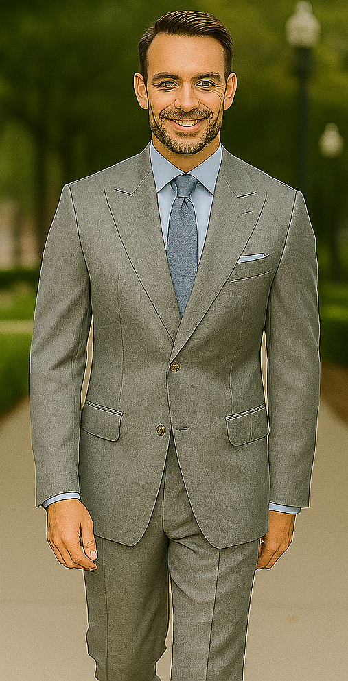 Classic 3PC 2 Button Suit Super 150's 1 Pleat Pants Italian Fabric Gray - Image 5