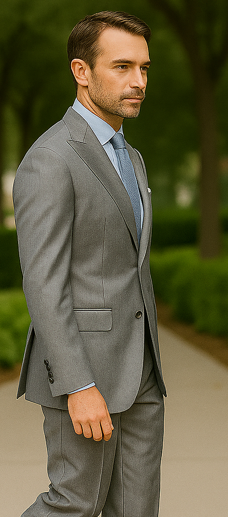Classic 3PC 2 Button Suit Super 150's 1 Pleat Pants Italian Fabric Gray - Image 6