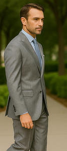 Classic 3PC 2 Button Suit Super 150's 1 Pleat Pants Italian Fabric Gray