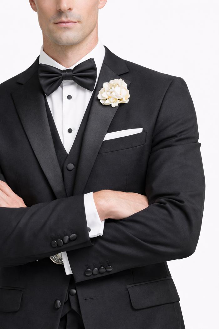 Mens Tiglio Black Tuxedo – Classic Formal Dinner Suit for Wedding, Prom and Black Tie Events