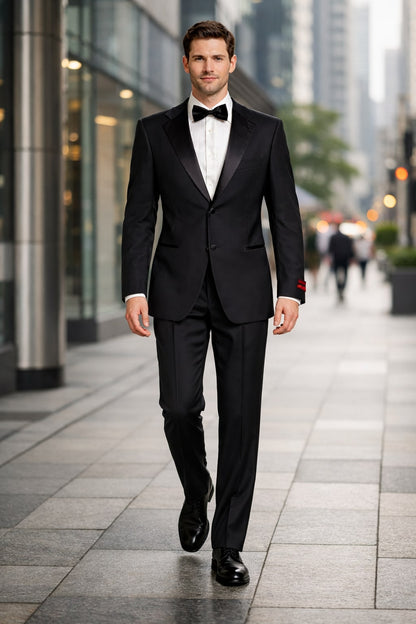 Black 2 Button Wool Tuxedo Without Pleat Flat Front Pants - Image 7
