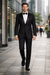 Black 2 Button Wool Tuxedo Without Pleat Flat Front Pants