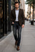 Men’s Brown 2 Button Dress Casual Blazer with Notch Lapel, Fashion Sport Coat