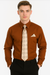 Brown Pin Collar Dress Shirt With Collar Bar