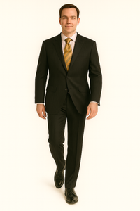 Black Almost Very Dark Gray Wiht Light Gray Pinstripe 100% Worsted Wool Available In 2 Or 3 Buttons Style Regular Classic Cut Cheap Priced Business Suits Clearance Sale