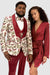 Classic EJ Samuel Beige & Burgundy Butterfly Vested Tuxedo Wedding Menswear