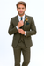 SKU#JA60784 Groomsmen Tweed Suit - Green Herringbone Western Suit - Traje Para Hombre