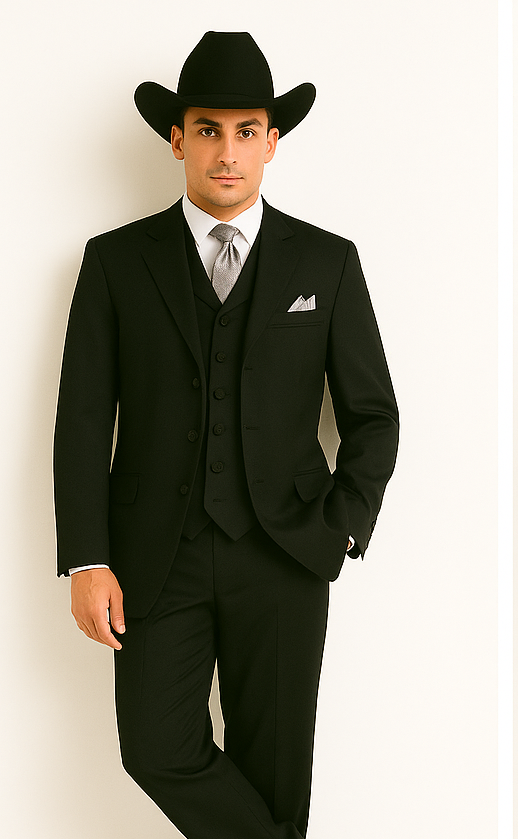 Classic Long Solid Black Fashion Suits - Image 5