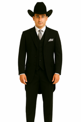 Classic Long Solid Black Fashion Suits